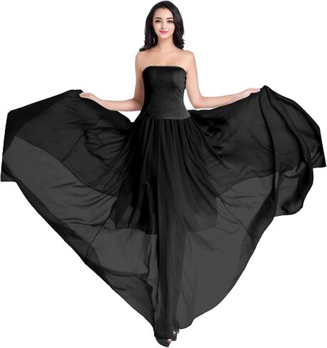 v28 Women Full/Ankle Length Elastic Pleated Retro Maxi Chiffon Long Skirt in Saudi Arabia