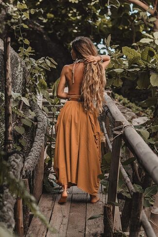 Thaluta Women's Maxi Boho Skirt with Pockets Bohemian Organic Cotton Hippie Gypsy in Saudi Arabia