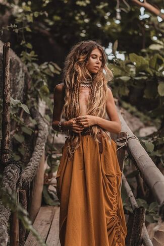 Thaluta Women's Maxi Boho Skirt with Pockets Bohemian Organic Cotton Hippie Gypsy in Saudi Arabia