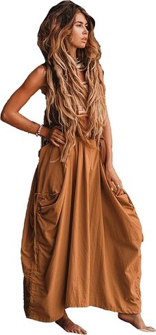 Thaluta Women's Maxi Boho Skirt with Pockets Bohemian Organic Cotton Hippie Gypsy in Saudi Arabia