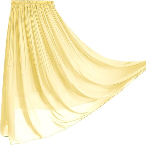 Kingfancy Women's Pleated Skirt Chiffon Elastic Waist A-Line Midi Length Skirt in Saudi Arabia