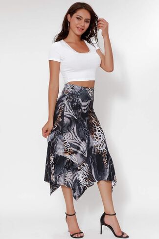 DJT Women's Flowy Handkerchief Hemline Midi Skirt in Saudi Arabia