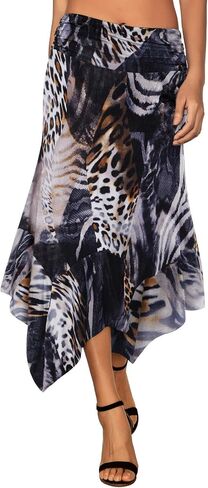 DJT Women's Flowy Handkerchief Hemline Midi Skirt in Saudi Arabia