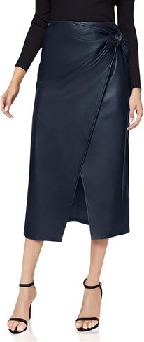 SweatyRocks Women's Elegant High Waist Knot Side Wrap PU Leather Midi Skirt in Saudi Arabia