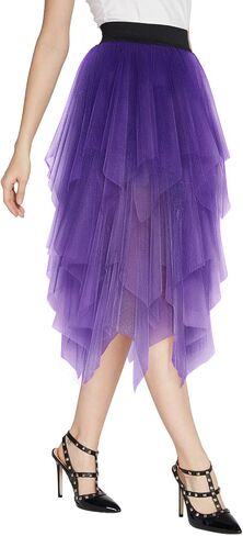 Women's Elegant Mesh Layered Tulle Skirt Sheer Tutu Midi Skirt in Saudi Arabia