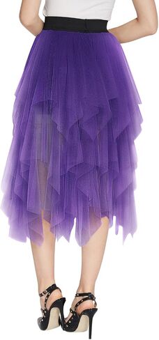 Women's Elegant Mesh Layered Tulle Skirt Sheer Tutu Midi Skirt in Saudi Arabia