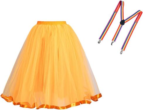 MisShow Womens Rainbow Tutu Skirt Layered Tulle Skirt Girls Colorful Halloween Costumes Tutu in Saudi Arabia
