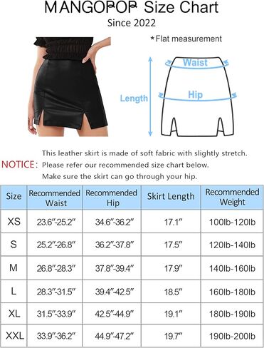 MANGOPOP Women's Basic High Waist Faux Leather Bodycon Mini Pencil Skirt in Kuwait
