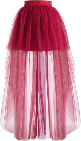 MisShow Women's Hi-Lo Long Tutu Tulle Bustle Skirt Elastic Waist Festival Party Skirt in Saudi Arabia