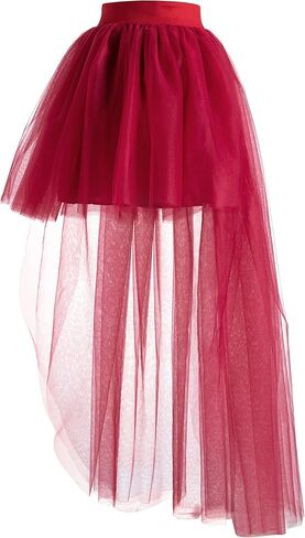 MisShow Women's Hi-Lo Long Tutu Tulle Bustle Skirt Elastic Waist Festival Party Skirt in Saudi Arabia
