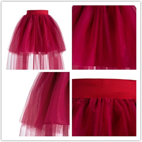 MisShow Women's Hi-Lo Long Tutu Tulle Bustle Skirt Elastic Waist Festival Party Skirt in Saudi Arabia
