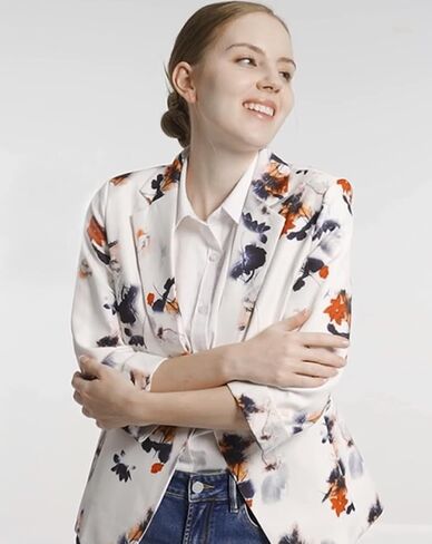 Womens 3/4 Sleeve Lightweight Office Work Suit Jacket Floral Blazer in Saudi Arabia