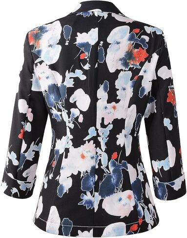 Womens 3/4 Sleeve Lightweight Office Work Suit Jacket Floral Blazer in Saudi Arabia