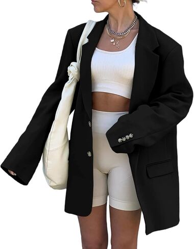 Grlasen Women Casual Elegant Long Sleeve Oversized Lapel Blazers Open Front Solid Work Office Jacket Blazer in Kuwait