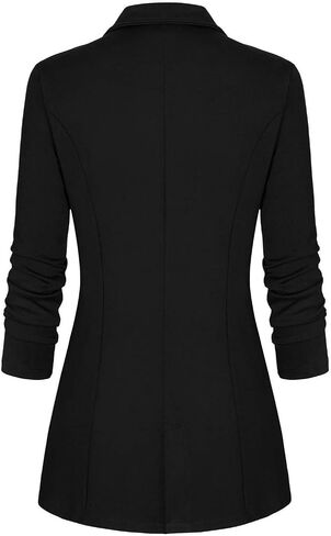 Genhoo Women's Long Sleeve Blazer Open Front Cardigan Jacket Work Office Blazer with Zipper Pockets S-3XL in Saudi Arabia