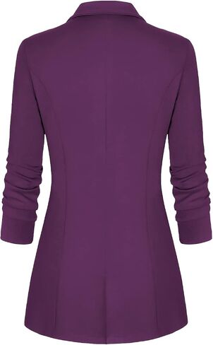 Genhoo Women's Long Sleeve Blazer Open Front Cardigan Jacket Work Office Blazer with Zipper Pockets S-3XL in Saudi Arabia