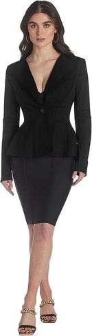Hybrid Women's Casual Work Office Dressy Double Notch Lapel Sharp Shoulder Pad Single Button Peplum Comfy Blazer in Saudi Arabia