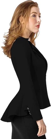 Hybrid Women's Casual Work Office Dressy Double Notch Lapel Sharp Shoulder Pad Single Button Peplum Comfy Blazer in Saudi Arabia