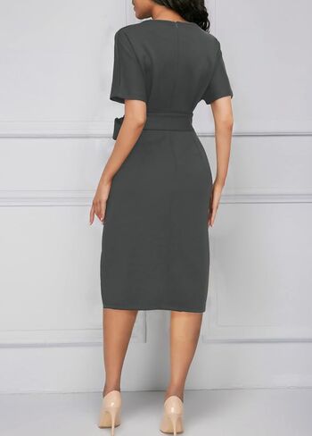YACUN Women Batwing Sleeve Bodycon Work Dresses High Waist Business Casual Office Pencil Dress with Belt in Kuwait
