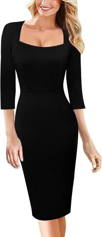 VFSHOW Womens Square Neck Work Business Cocktail Party Bodycon Sheath Dress in Saudi Arabia