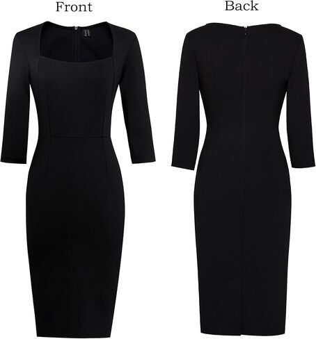 VFSHOW Womens Square Neck Work Business Cocktail Party Bodycon Sheath Dress in Saudi Arabia