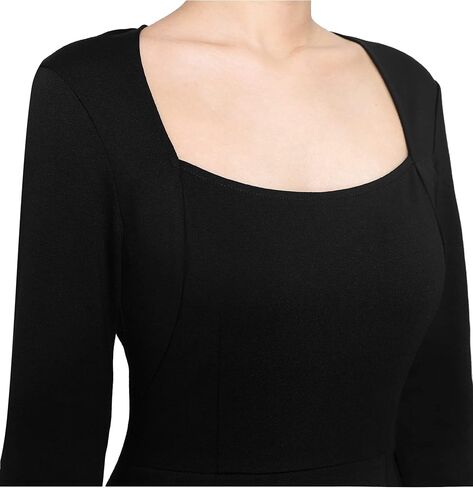 VFSHOW Womens Square Neck Work Business Cocktail Party Bodycon Sheath Dress in Saudi Arabia