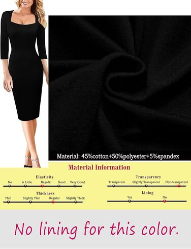 VFSHOW Womens Square Neck Work Business Cocktail Party Bodycon Sheath Dress in Saudi Arabia