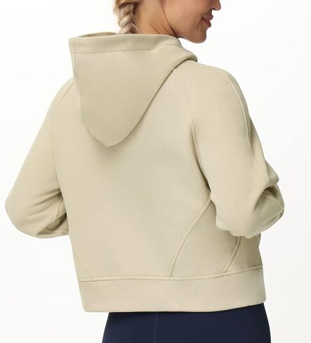 THE GYM PEOPLE Women's Full-Zip Up Hoodies Jacket Fleece Workout Crop Tops Sweatshirts with Pockets Thumb Hole in Kuwait