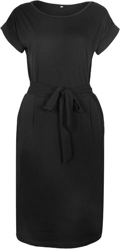 PALINDA Women's Striped Elegant Short Sleeve Wear to Work Casual Pencil Dress with Belt in Kuwait