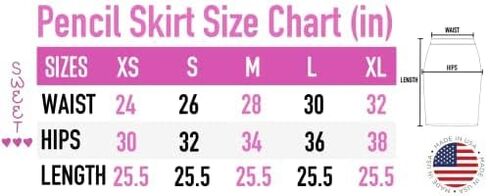 Sweet Hearts Women’s Basic Stretch Pencil Skirt- Regular & Plus Size- Below Knee Office Midi Bodycon Nylon Skirt Made in USA in Kuwait