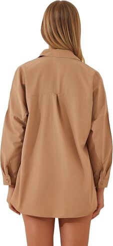 BIG DART Oversized Button Down Shirts for Women, Dressy Casual Long Sleeve Blouses Summer Tops Tunics in Kuwait