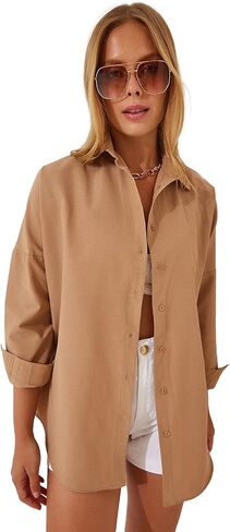 BIG DART Oversized Button Down Shirts for Women, Dressy Casual Long Sleeve Blouses Summer Tops Tunics in Kuwait