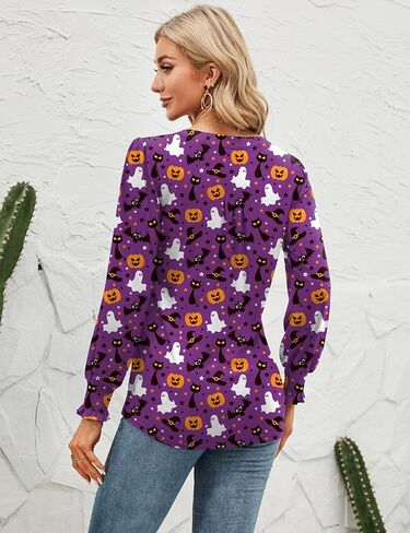 Micoson Womens V Neck Puff Short Sleeve Pleated T Shirts Fashion Summer Tops Casual Tunic Blouse in Saudi Arabia
