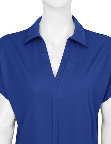 قميص علوي وبلوزات نسائية بأكمام قصيرة من Vivilli، قميص تونيك كاجوال بياقة للعمل in Kuwait