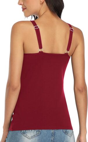 V FOR CITY Women's Cotton Tank Top with Shelf Bra Adjustable Wider Strap Camisole Basic Cami Tanks in Saudi Arabia