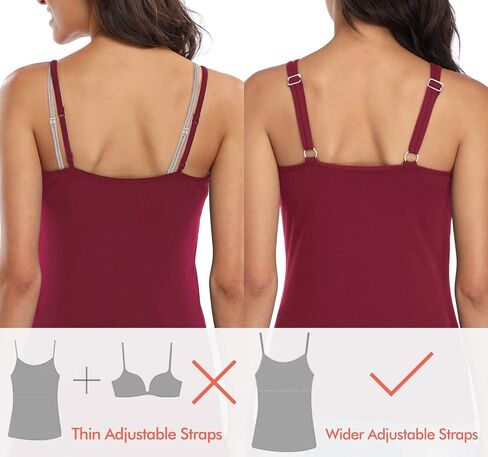V FOR CITY Women's Cotton Tank Top with Shelf Bra Adjustable Wider Strap Camisole Basic Cami Tanks in Saudi Arabia