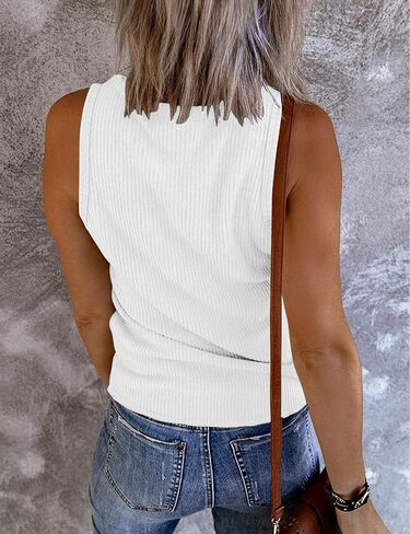 MEROKEETY Womens V Neck Tank Tops Summer Sleeveless Ribbed Button Casual Henley Shirts in Saudi Arabia