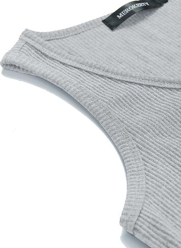 MEROKEETY Womens V Neck Tank Tops Summer Sleeveless Ribbed Button Casual Henley Shirts in Saudi Arabia