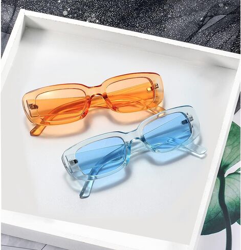 Tskestvy 4 Pieces Retro Sunglasses Vintage Sunglasses Small Square Rectangle 90s Glasses Trendy Y2K for Women Aesthetic in Saudi Arabia