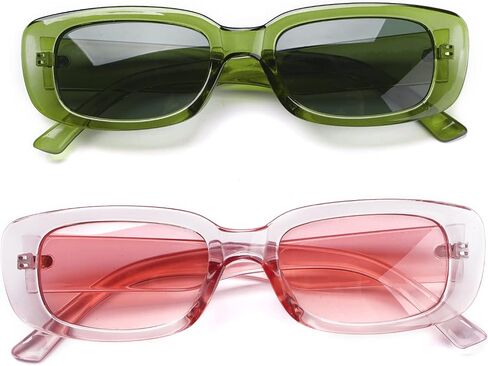 Tskestvy 4 Pieces Retro Sunglasses Vintage Sunglasses Small Square Rectangle 90s Glasses Trendy Y2K for Women Aesthetic in Kuwait