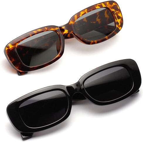 Tskestvy 4 Pieces Retro Sunglasses Vintage Sunglasses Small Square Rectangle 90s Glasses Trendy Y2K for Women Aesthetic in Kuwait