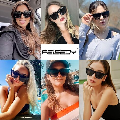 FEISEDY Vintage Square Cat Eye Sunglasses Women Trendy Cateye Sunglasses B2473 in Saudi Arabia