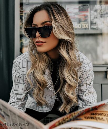 FEISEDY Vintage Square Cat Eye Sunglasses Women Trendy Cateye Sunglasses B2473 in Saudi Arabia
