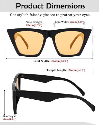 FEISEDY Vintage Square Cat Eye Sunglasses Women Trendy Cateye Sunglasses B2473 in Saudi Arabia