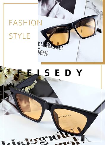 FEISEDY Vintage Square Cat Eye Sunglasses Women Trendy Cateye Sunglasses B2473 in Saudi Arabia