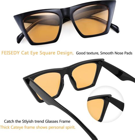 FEISEDY Vintage Square Cat Eye Sunglasses Women Trendy Cateye Sunglasses B2473 in Saudi Arabia