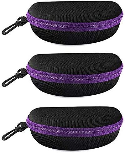 alladaga 3 Pack Zipper Shell Eyeglasses and Sunglasses Case with Plastic Carabiner Hook in Kuwait