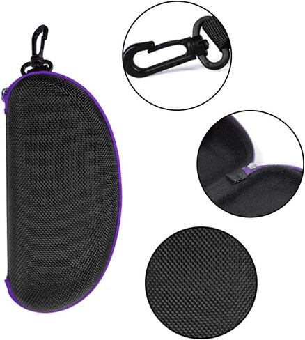 alladaga 3 Pack Zipper Shell Eyeglasses and Sunglasses Case with Plastic Carabiner Hook in Kuwait