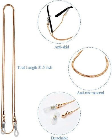 Jmkcoz Stainless Steel Eyeglass Holder Chain 80cm Eyeglass Necklace Chain in Saudi Arabia