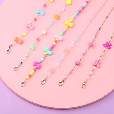 MTLEE 6 Pieces Kids Mask Lanyard Cute Beaded Glasses Chain Mask Necklace Holder with 12 Eyeglasses Chain Ends for Women Girls in Saudi Arabia